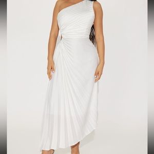 Off White One Shoulder Maxi Dress